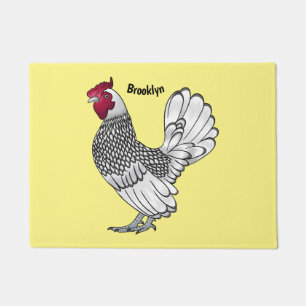 Paillasson illustration de coq Sebright de dessin animé 