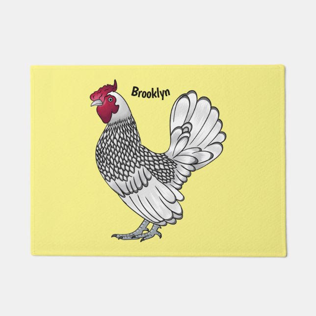 Paillasson illustration de coq Sebright de dessin animé  (Devant)