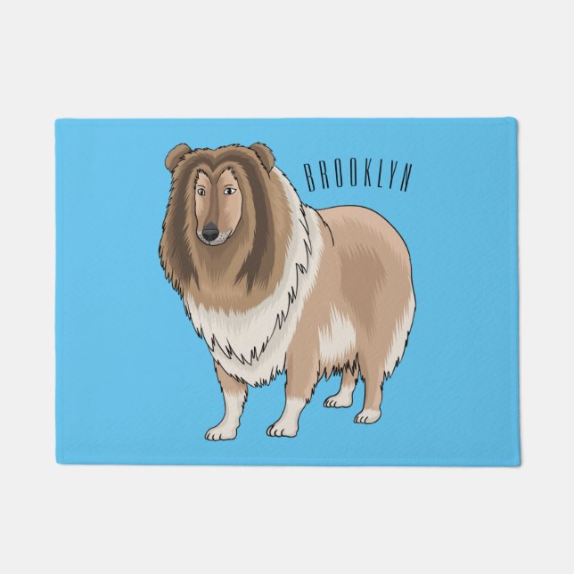 Paillasson Illustration de dessin animé de chien rough collie (Devant)