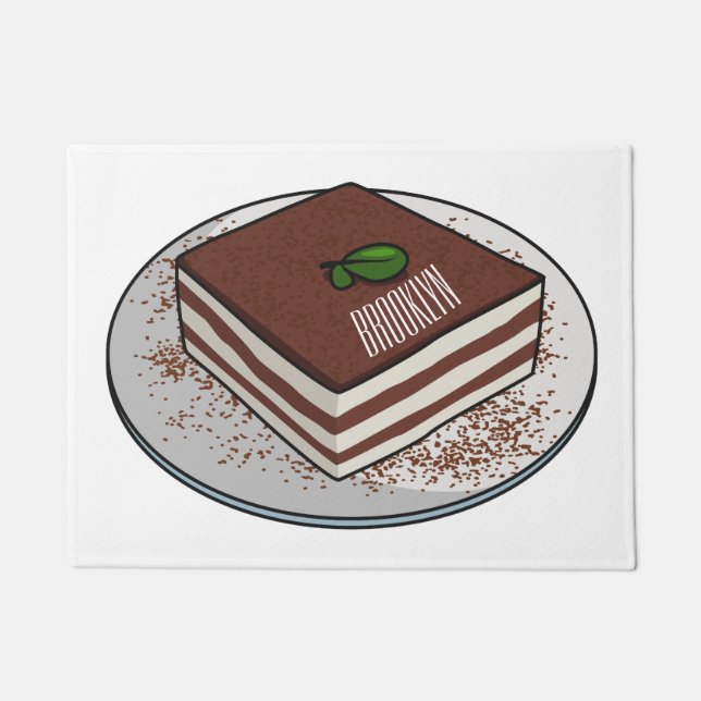 Paillasson illustration de dessin animé de gâteau tiramisu (Devant)