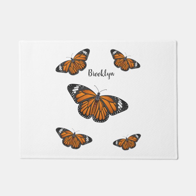 Paillasson illustration de dessin animé de papillon monarque (Devant)