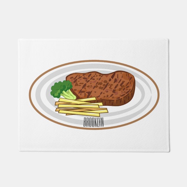 Paillasson Illustration de dessin de steak (Devant)