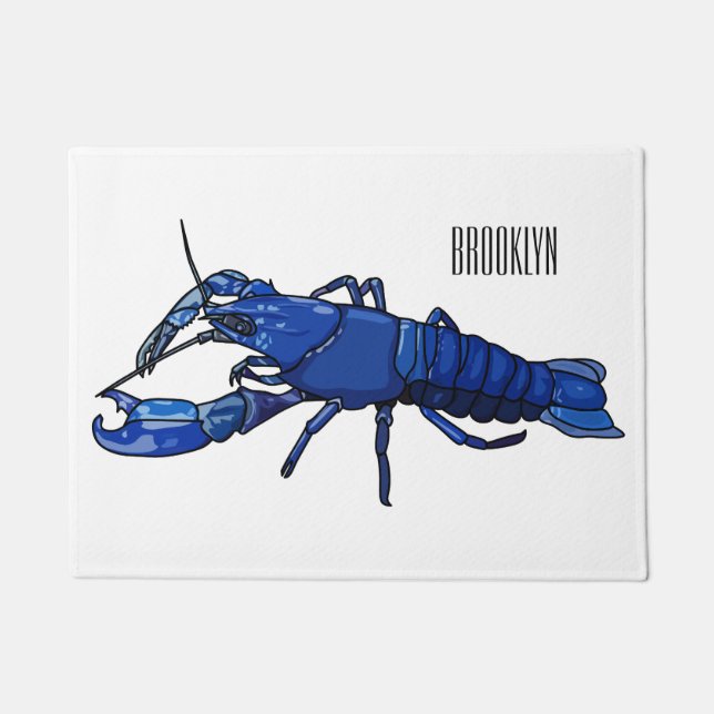 Paillasson Illustration de l'écrevisse marron bleu (Devant)