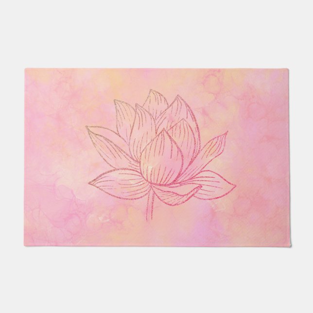 Paillasson Illustration de lotus élégant Art rose clair (Devant)