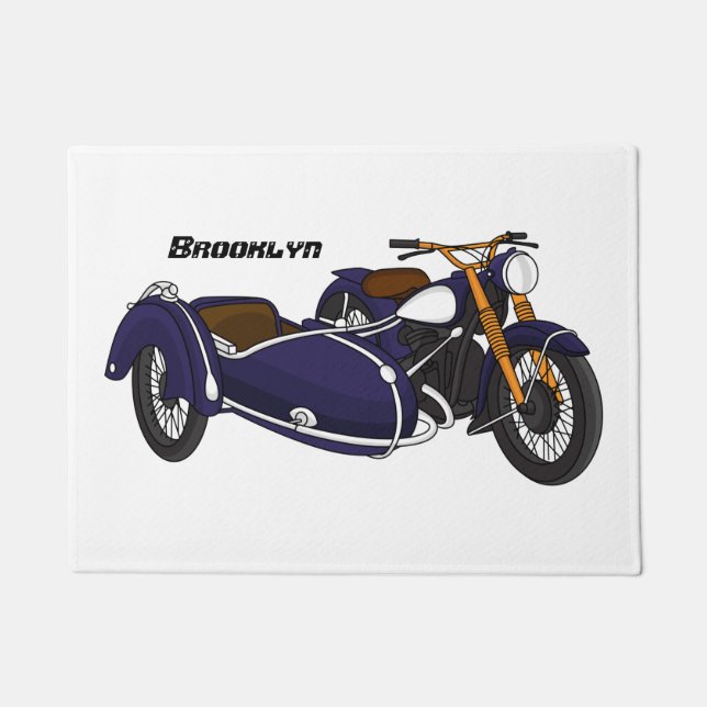 Paillasson Illustration de moto pourpre Sidecar (Devant)