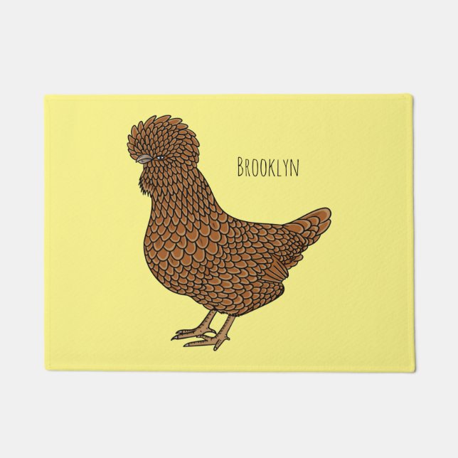 Paillasson Illustration de poulet à la polis chamois (Devant)
