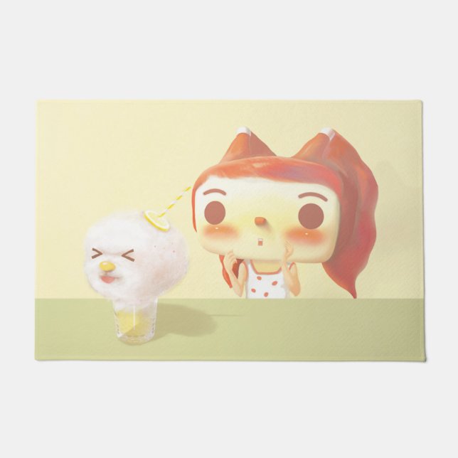 Paillasson Illustration de soda pour filles et chiens (Devant)