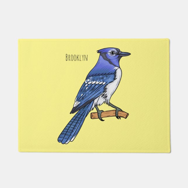 Paillasson Illustration d'oiseau de jay bleu (Devant)