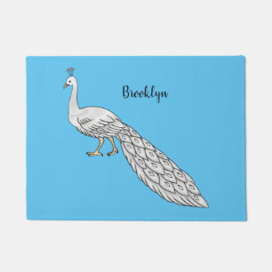 Paillasson Illustration d'oiseau de paon blanc