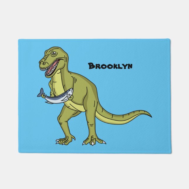 Paillasson Illustration drôle de dinosaure T rex (Devant)