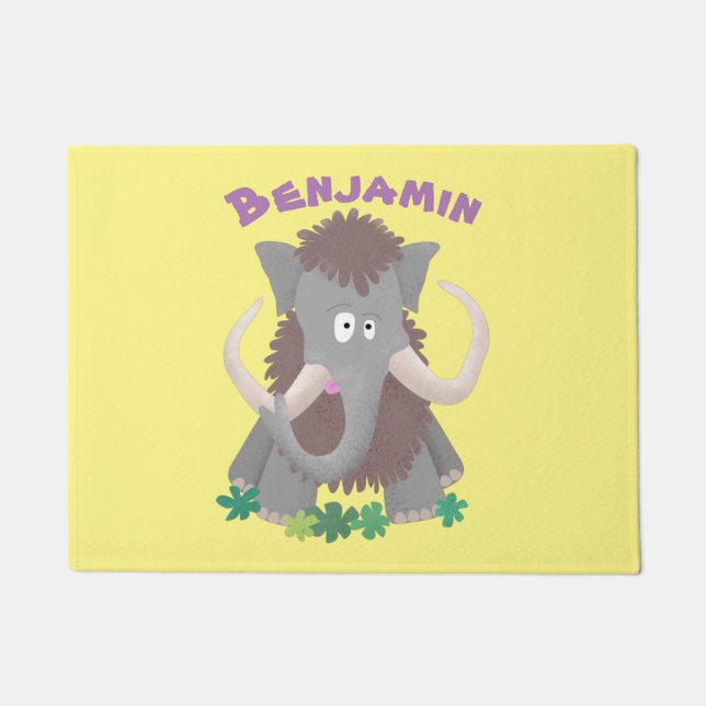 Paillasson Illustration drôle de mammouth laineux (Devant)