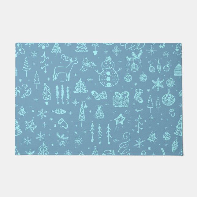 Paillasson Illustration du dessin du Doodle de Noël mignon | (Devant)