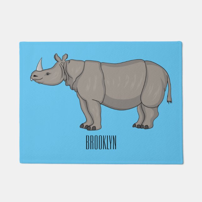 Paillasson Illustration du rhinocéros de Javan (Devant)