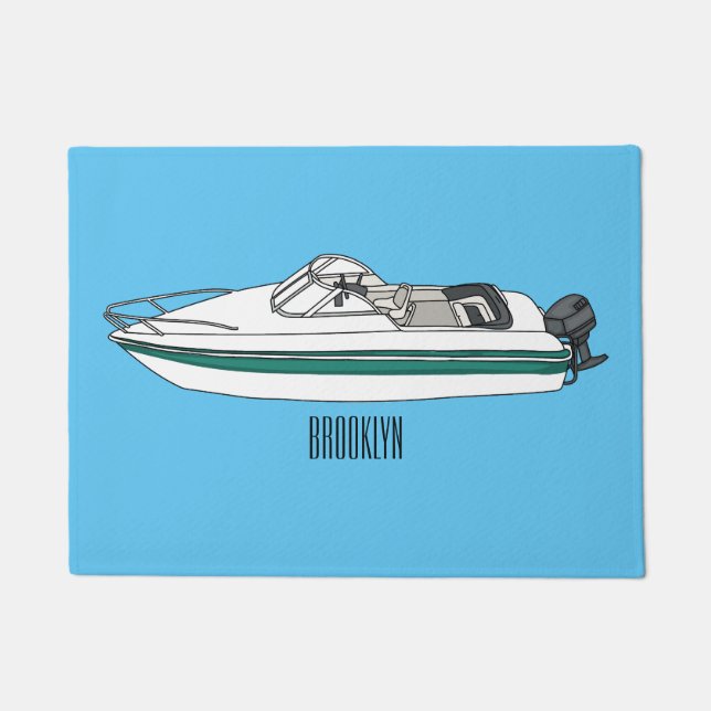Paillasson Illustration d'un bateau à moteur (Devant)