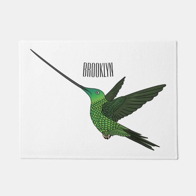 Paillasson Illustration d'un colibri à bec épée (Devant)