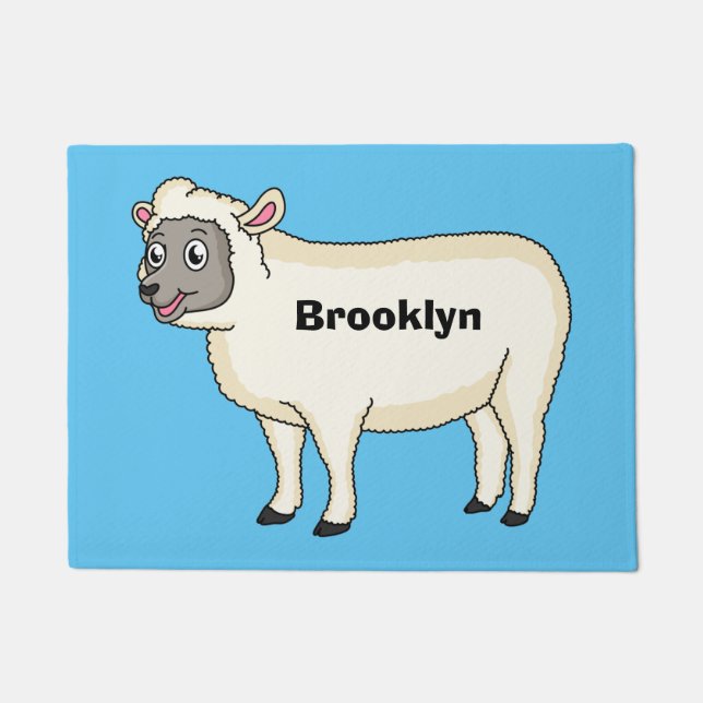 Paillasson Illustration d'un mouton joyeux (Devant)