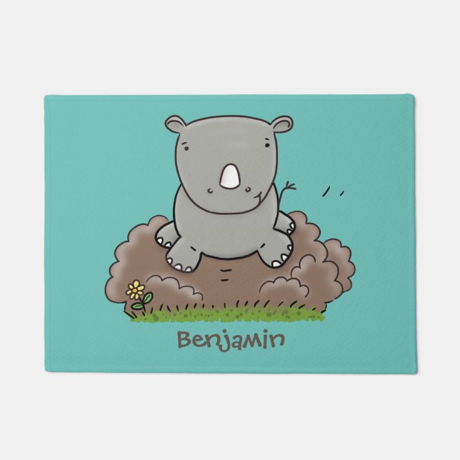 Paillasson Illustration d'un petit rhinocéros (Devant)