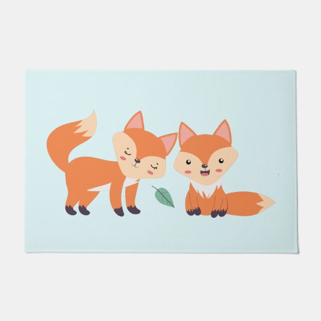 Paillasson Illustration graphique des renards orange mignons (Devant)
