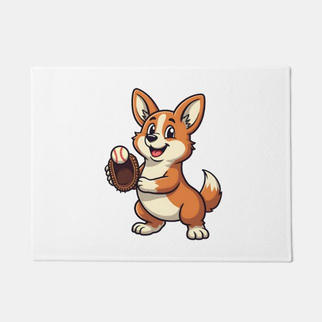 Paillasson Illustration vectorielle de dessin animé corgi chi (Devant)