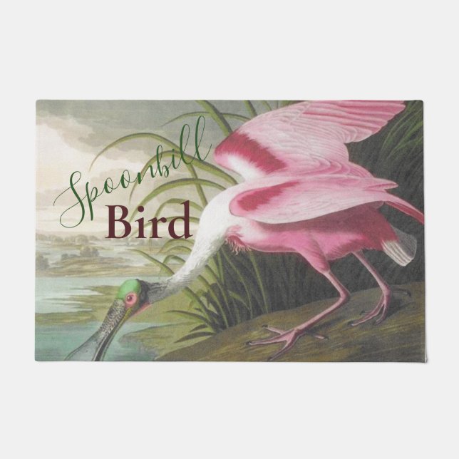 Paillasson Illustration vintage de l'Audubon Spoonbill Bird (Devant)