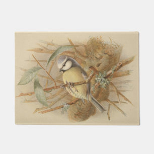 Paillasson Illustration vintage de mésange bleue