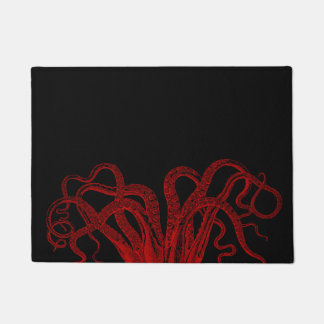 Paillasson Illustration vintage rouge de tentacules de poulpe