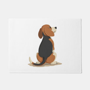 Paillasson Illustration vue arrière du chien Beagle vintage A