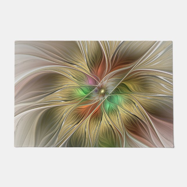Paillasson Imaginaire Floral Avec Or Moderne Abstrait Fractal (Devant)