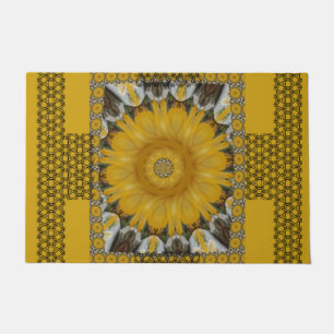 Paillasson Impression africaine tournesol design doré