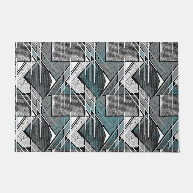 Paillasson Impression géométrique gris clair. (Devant)