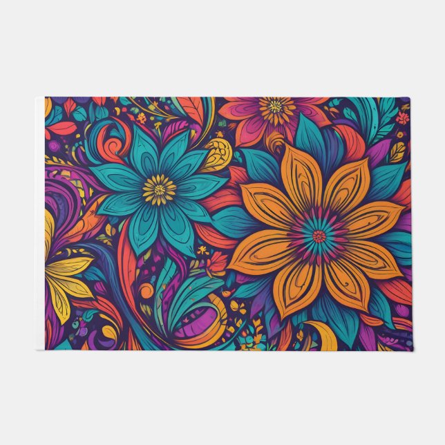 Paillasson Impression pop art floral (Devant)