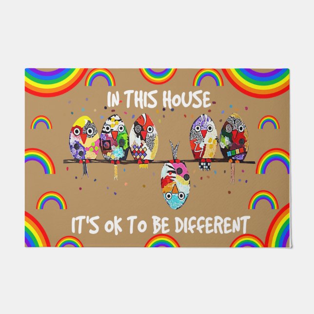 Paillasson  In this house it's ok to be different, Cute  (Devant)