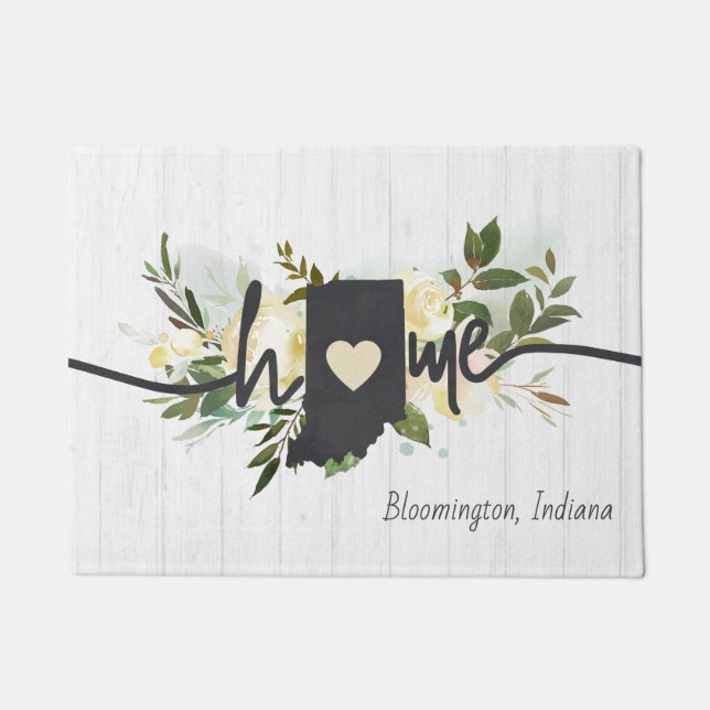 Paillasson Indiana State Personnalisé Your Home City Rustic (Devant)