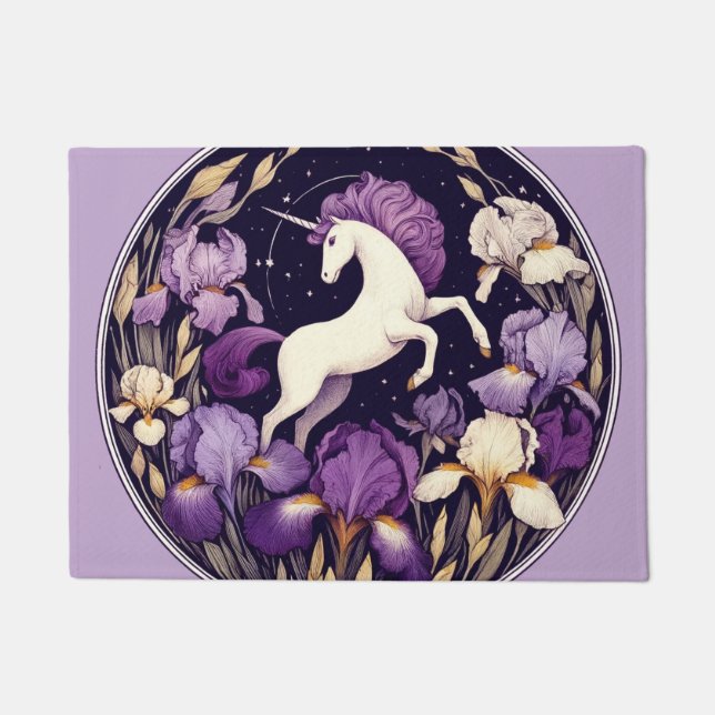 Paillasson Iris de licorne violette Unicorns Iris (Devant)