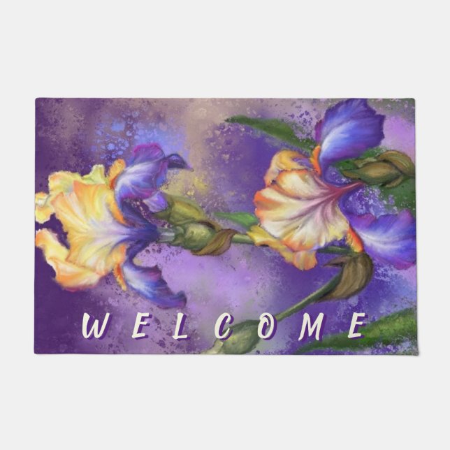 Paillasson Iris Fleurs Porte mat Irises (Devant)