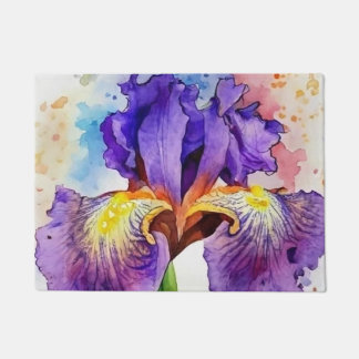 Paillasson Iris violet en aquarelle