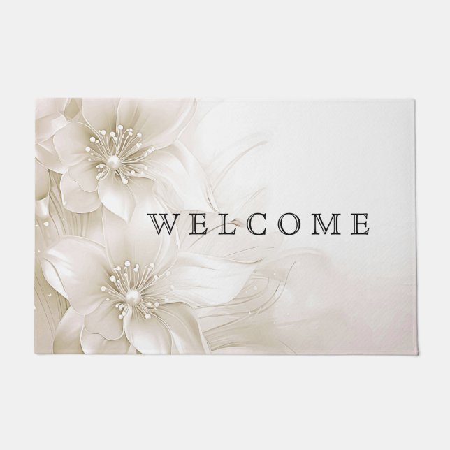Paillasson Ivory White Flowers Doormat (Devant)