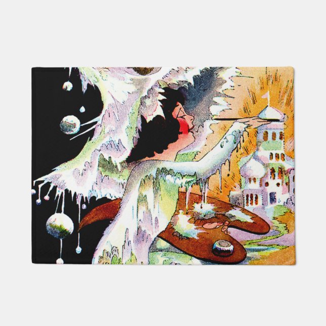 Paillasson "Jack Frost Painting" Fairy Art de M T Ross (Devant)