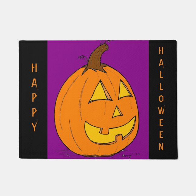 Paillasson Jack o' Lantern "Happy Halloween" mat saisonnier (Devant)