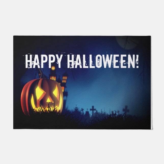 Paillasson Jack-O-Lantern la nuit d'Halloween (Devant)