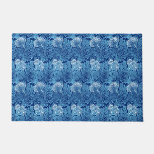 Paillasson Jacobean Flower Damask, Navy, Sky Blue et White