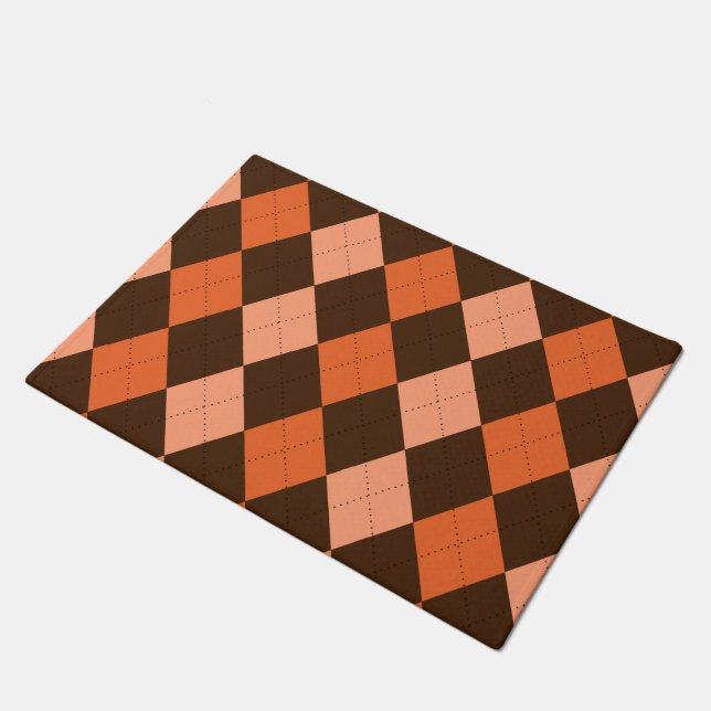 Paillasson Jacquard d'automne rétro orange et Brown (Incliné)