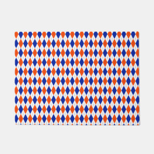 Paillasson Jacquard orange et bleu diamant