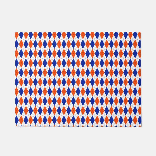 Paillasson Jacquard orange et bleu diamant (Devant)