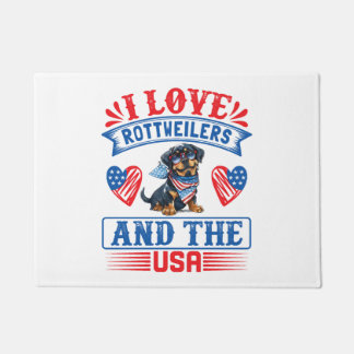 Paillasson J'aime les Rottweilers et les USA