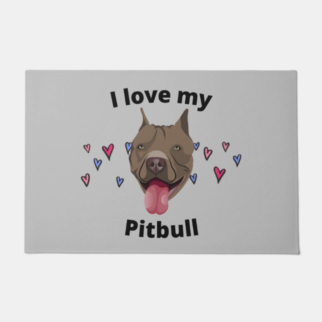 PAILLASSON "J'AIME MA PITBULL" PORTE MAT. DOORMAT (Devant)