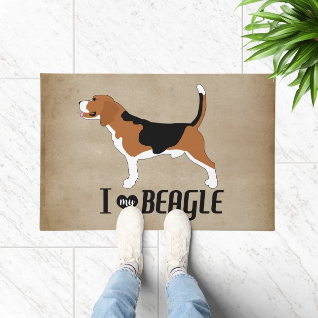 Paillasson J'aime mon Beagle Rustique (I love my Beagle Doormat)