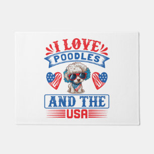 Paillasson J'aime Poodles et les USA 01