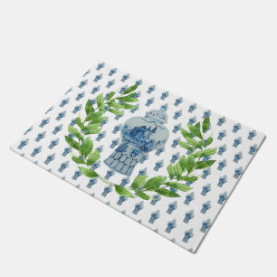 Paillasson Jar à gingembre bleu et blanc