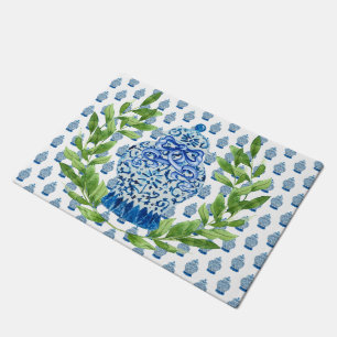 Paillasson Jar de gingembre bleu et blanc